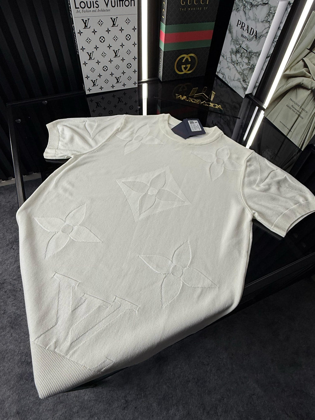 LV Örme Triko Tshirt /Beyaz