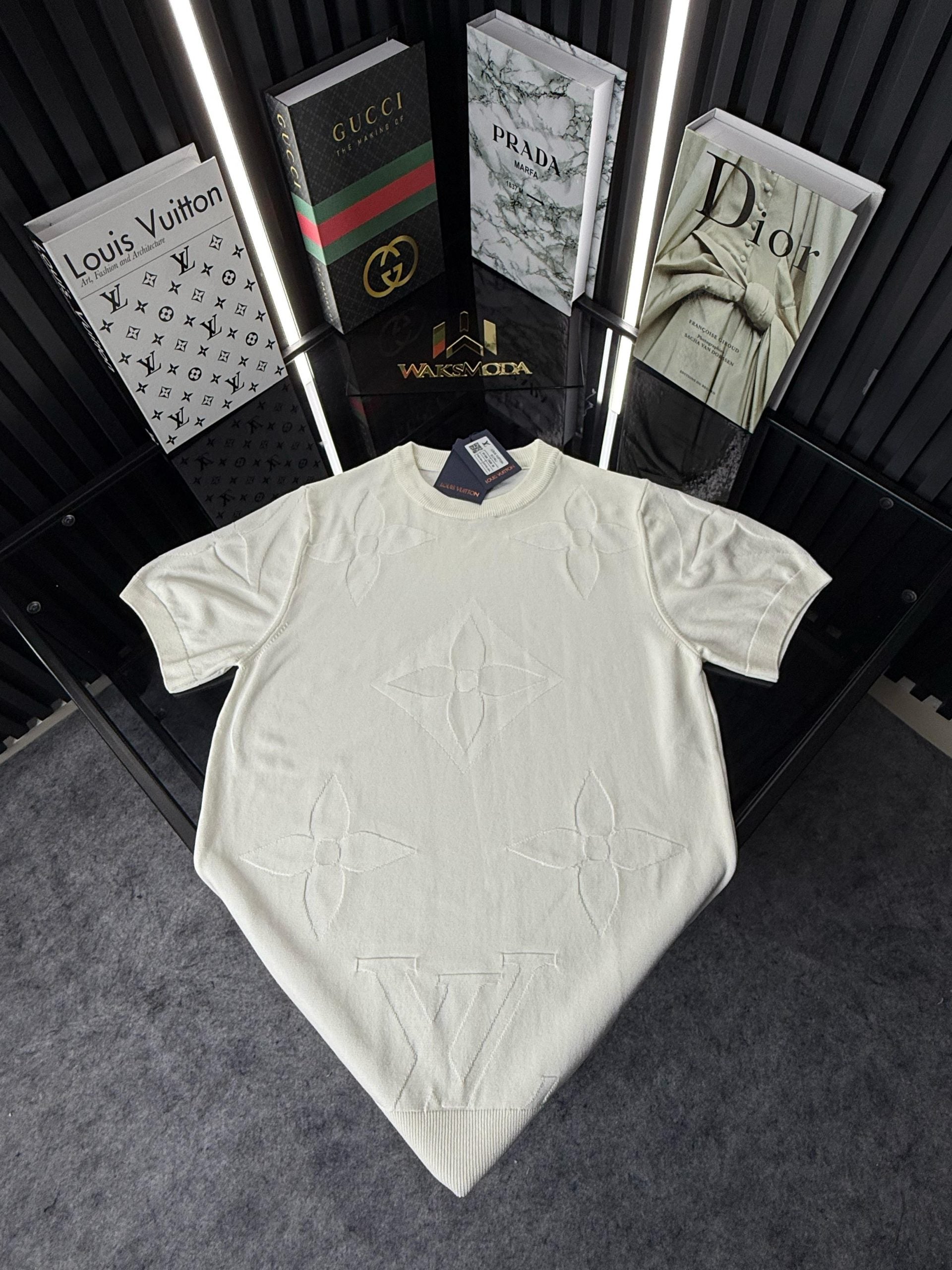 LV Örme Triko Tshirt /Beyaz