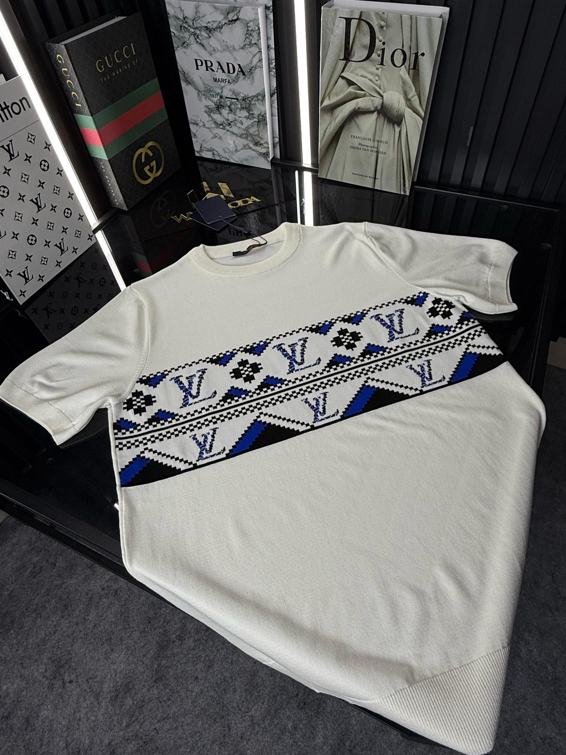 LV Örme Triko Tshirt /Beyaz