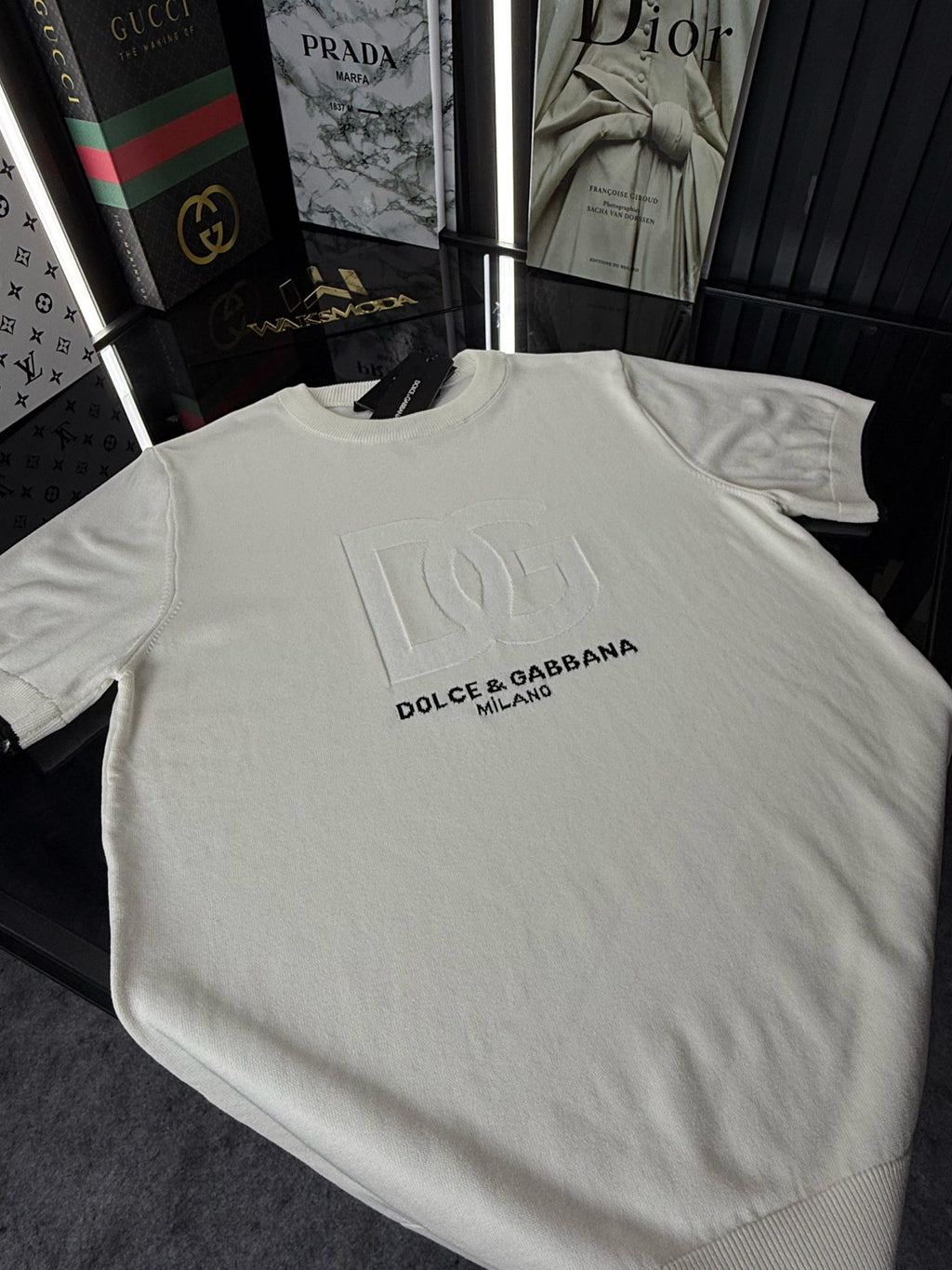 D&G Örme Triko Tshirt /Beyaz