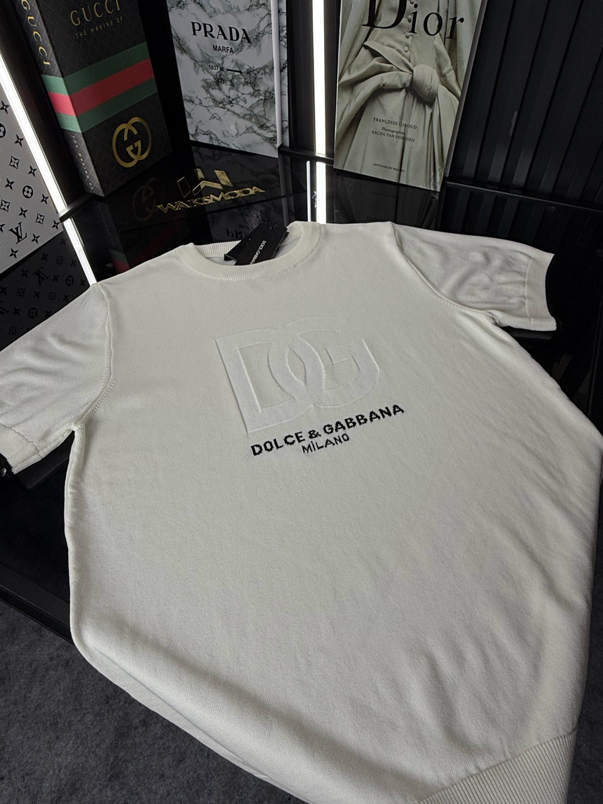 D&G Örme Triko Tshirt /Beyaz