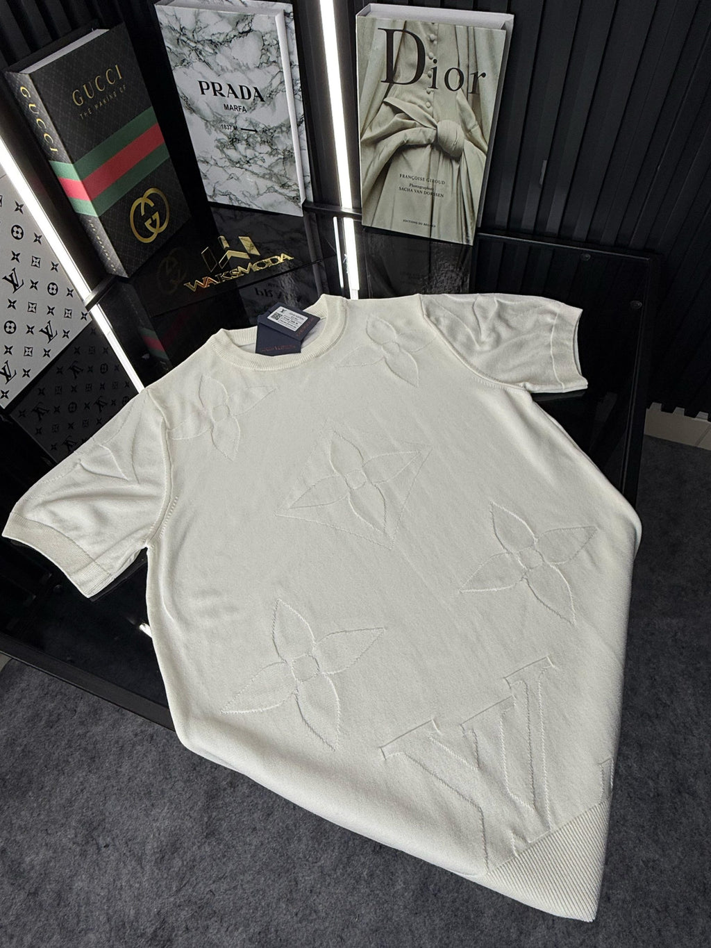 LV Örme Triko Tshirt /Beyaz