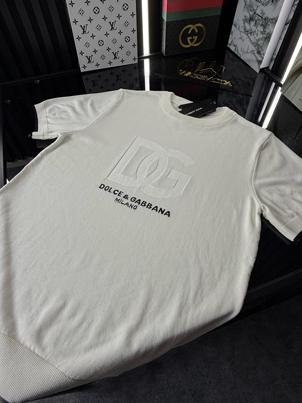D&G Örme Triko Tshirt /Beyaz