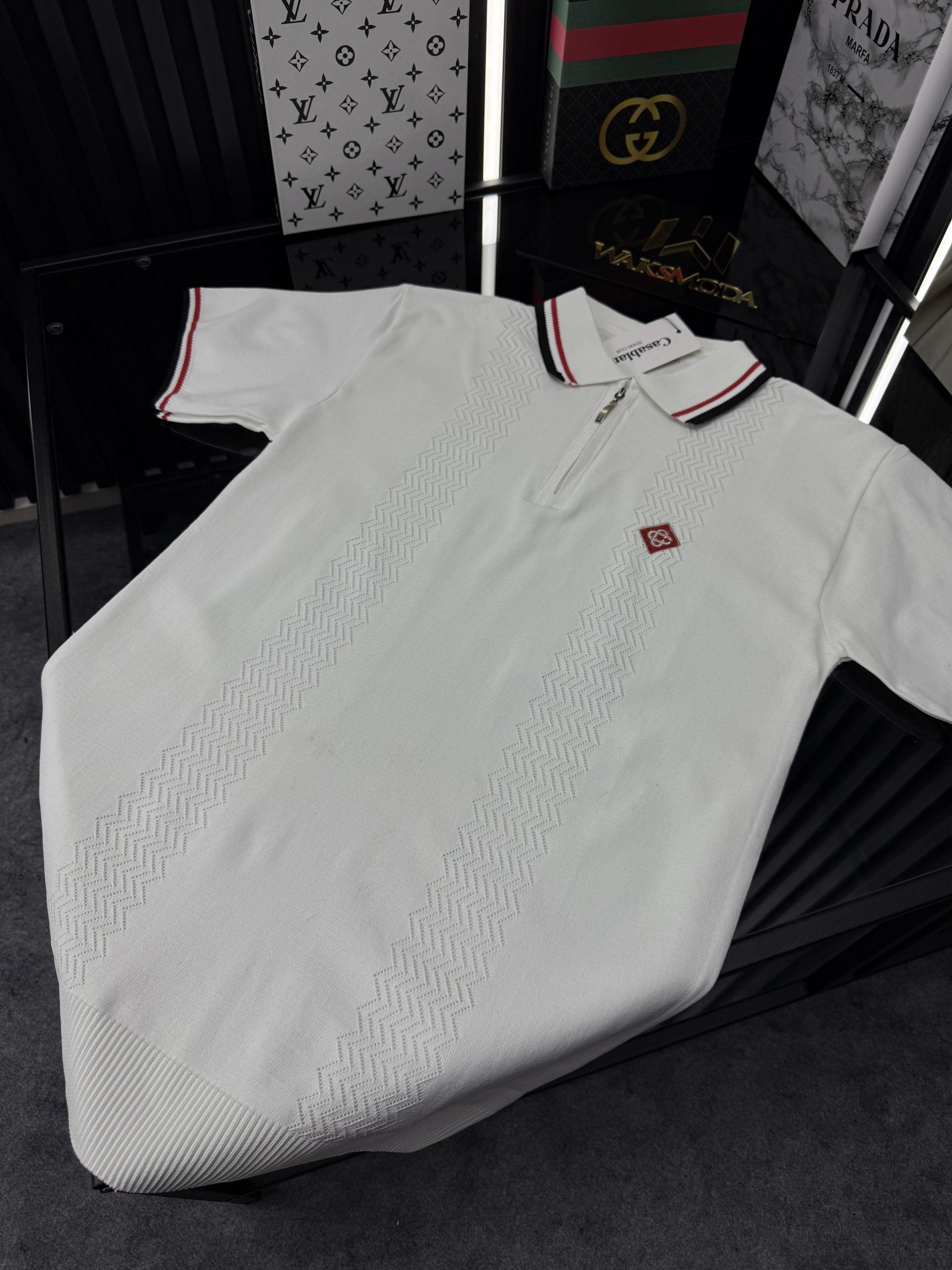 CSBLNC Polo Yaka Örme Triko Tshirt /Beyaz