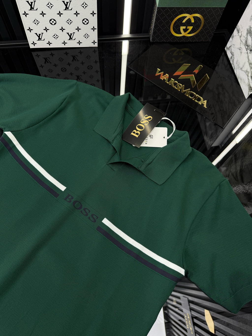 BSS Polo Yaka Örme Triko Tshirt /Yeşil