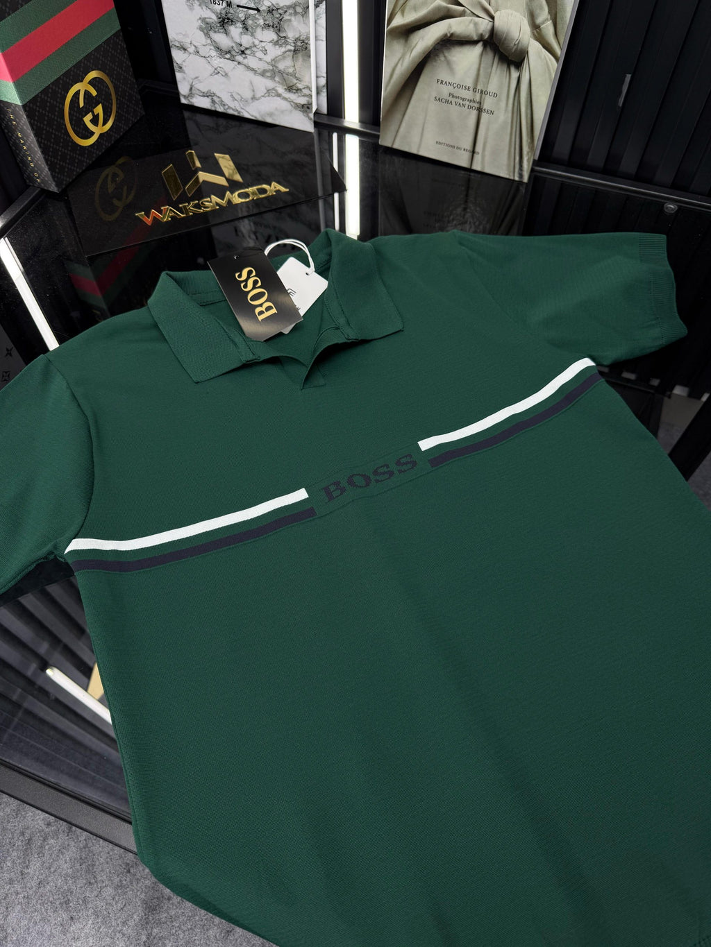 BSS Polo Yaka Örme Triko Tshirt /Yeşil