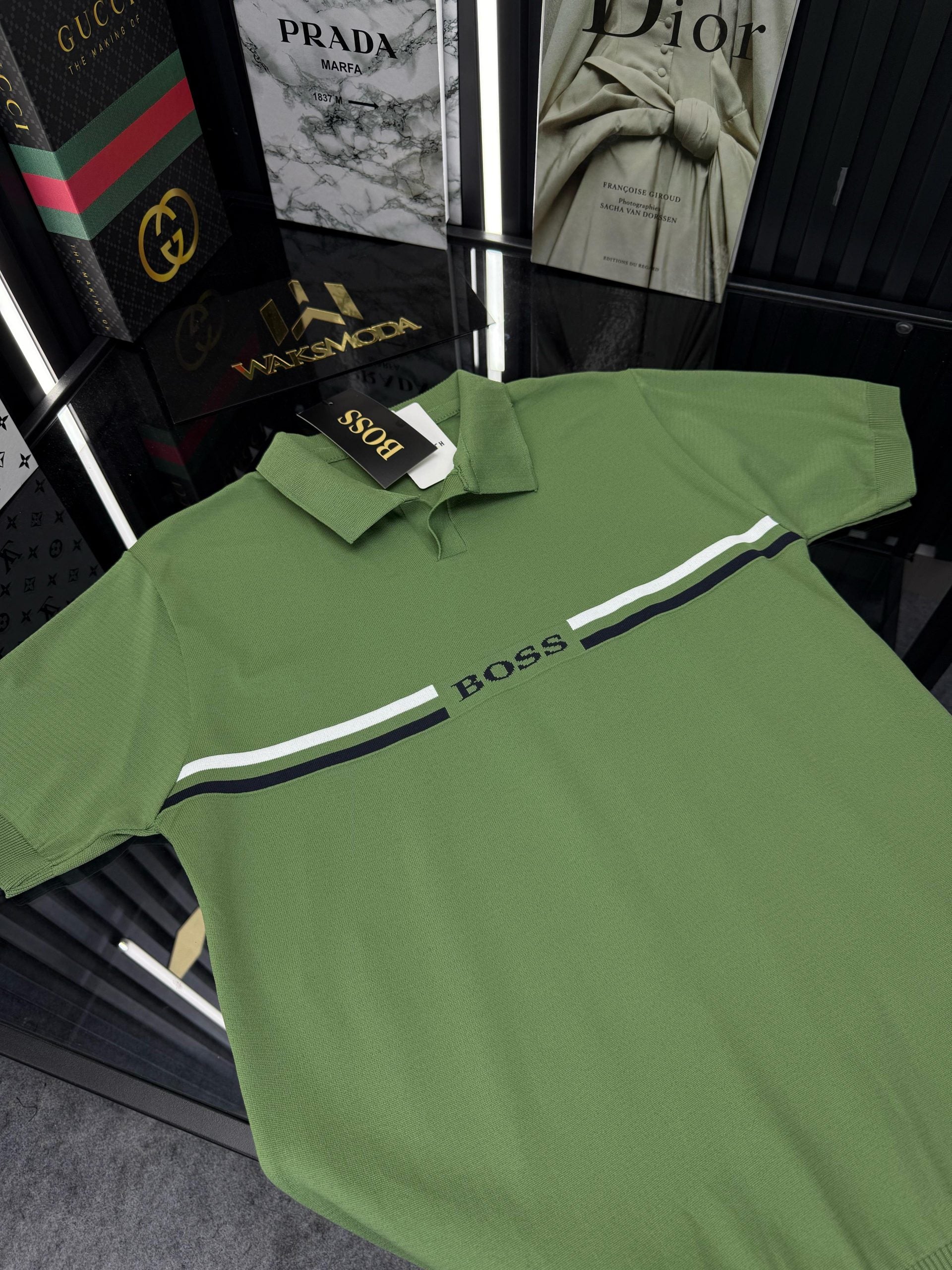BSS Polo Yaka Örme Triko Tshirt /A.Yeşil