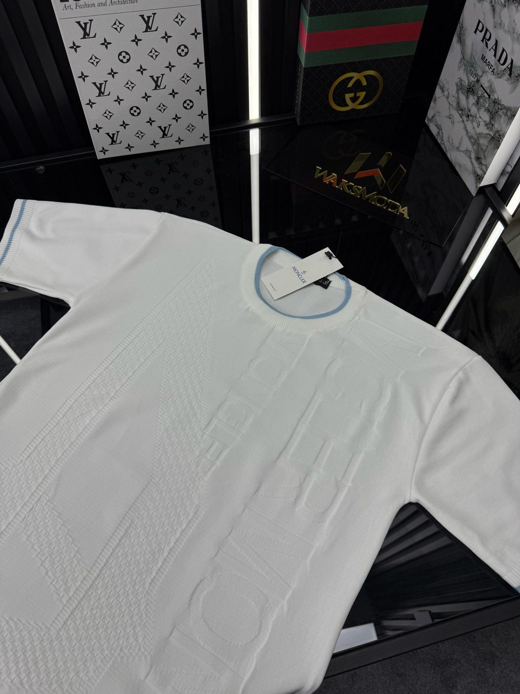 MNCLR Örme Triko Bisiklet Yaka Tshirt  /Beyaz
