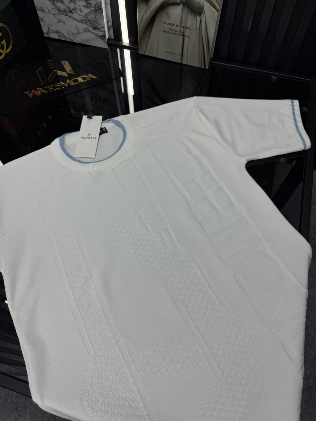 MNCLR Örme Triko Bisiklet Yaka Tshirt  /Beyaz