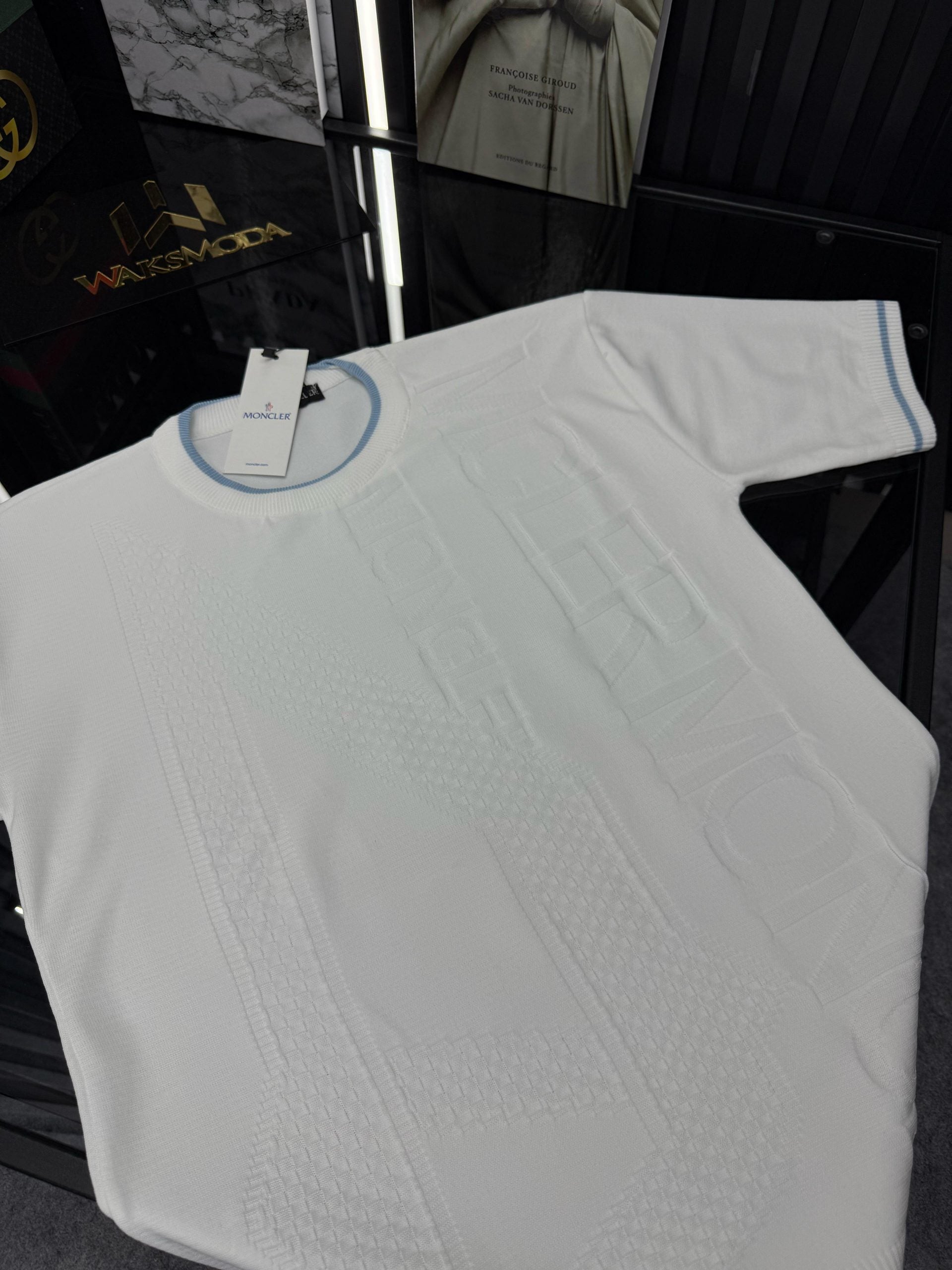 MNCLR Örme Triko Bisiklet Yaka Tshirt  /Beyaz