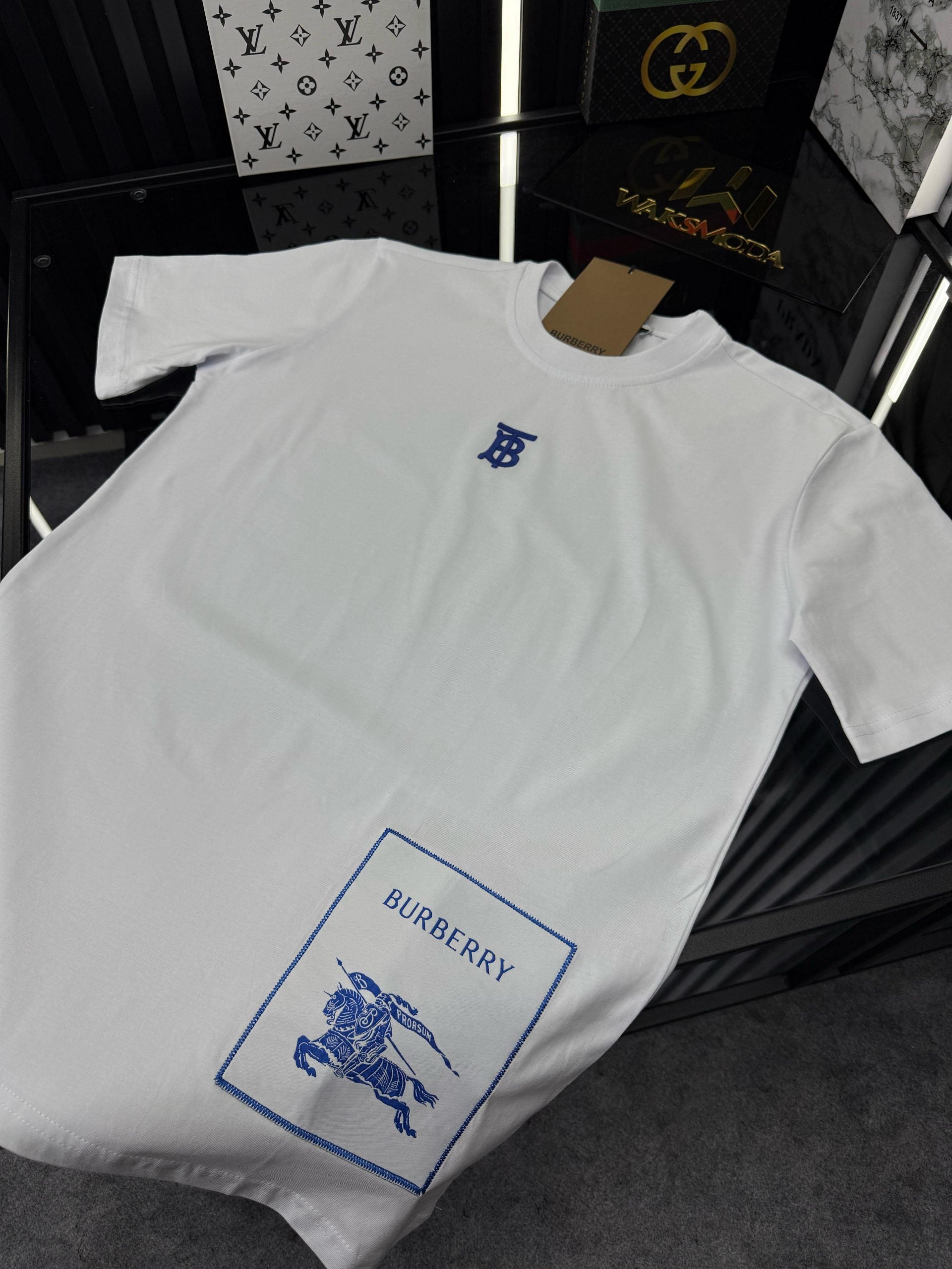 BRBRY Bisiklet Yaka Tshirt M/Beyaz
