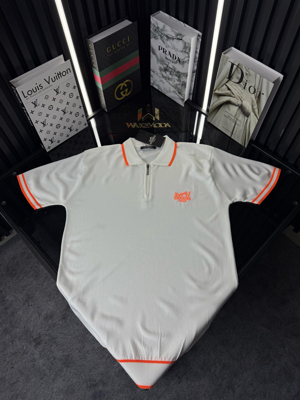 HRMS Polo Yaka Örme Triko Tshirt /Beyaz
