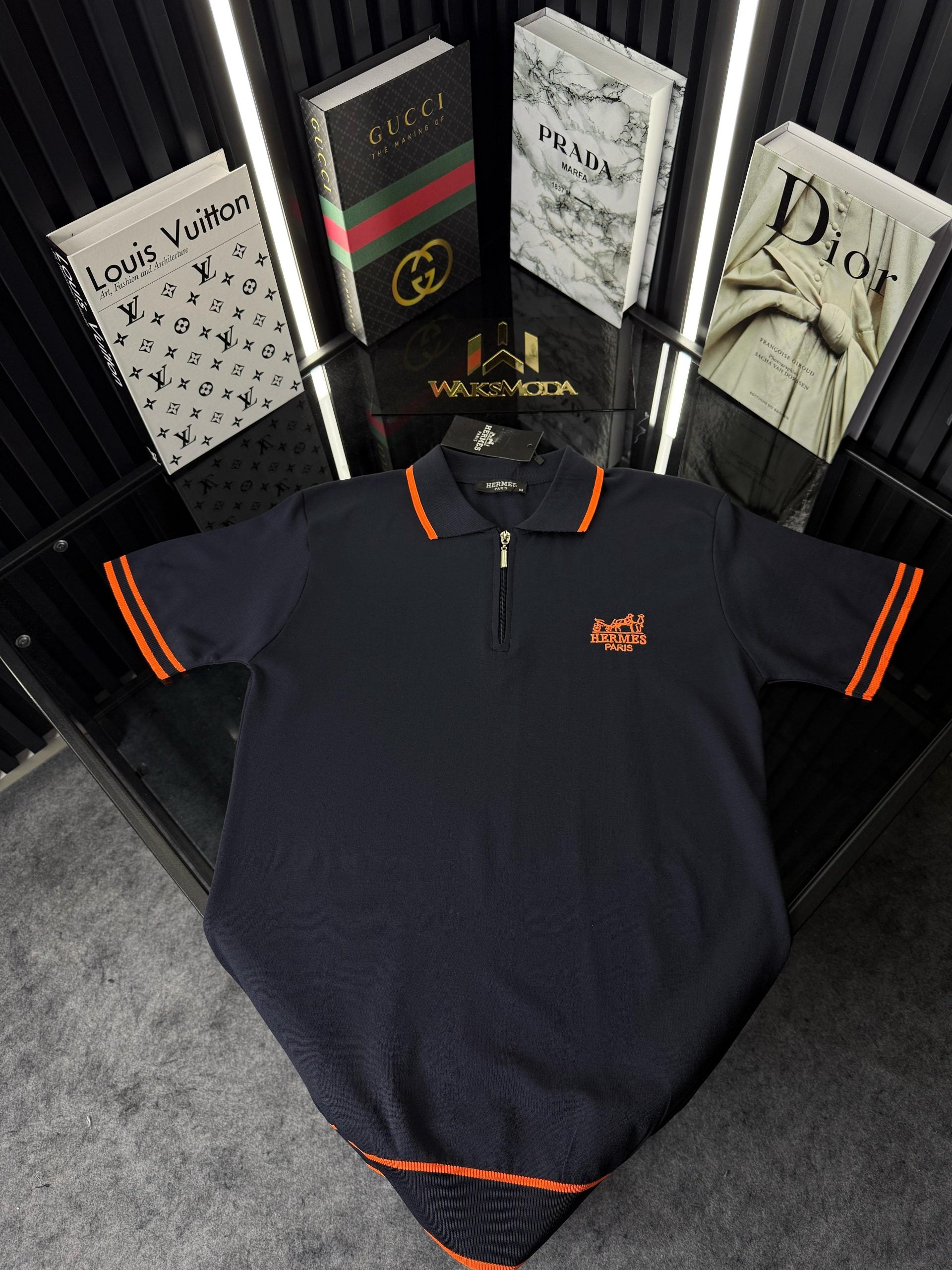 HRMS Polo Yaka Örme Triko Tshirt /Lacivert