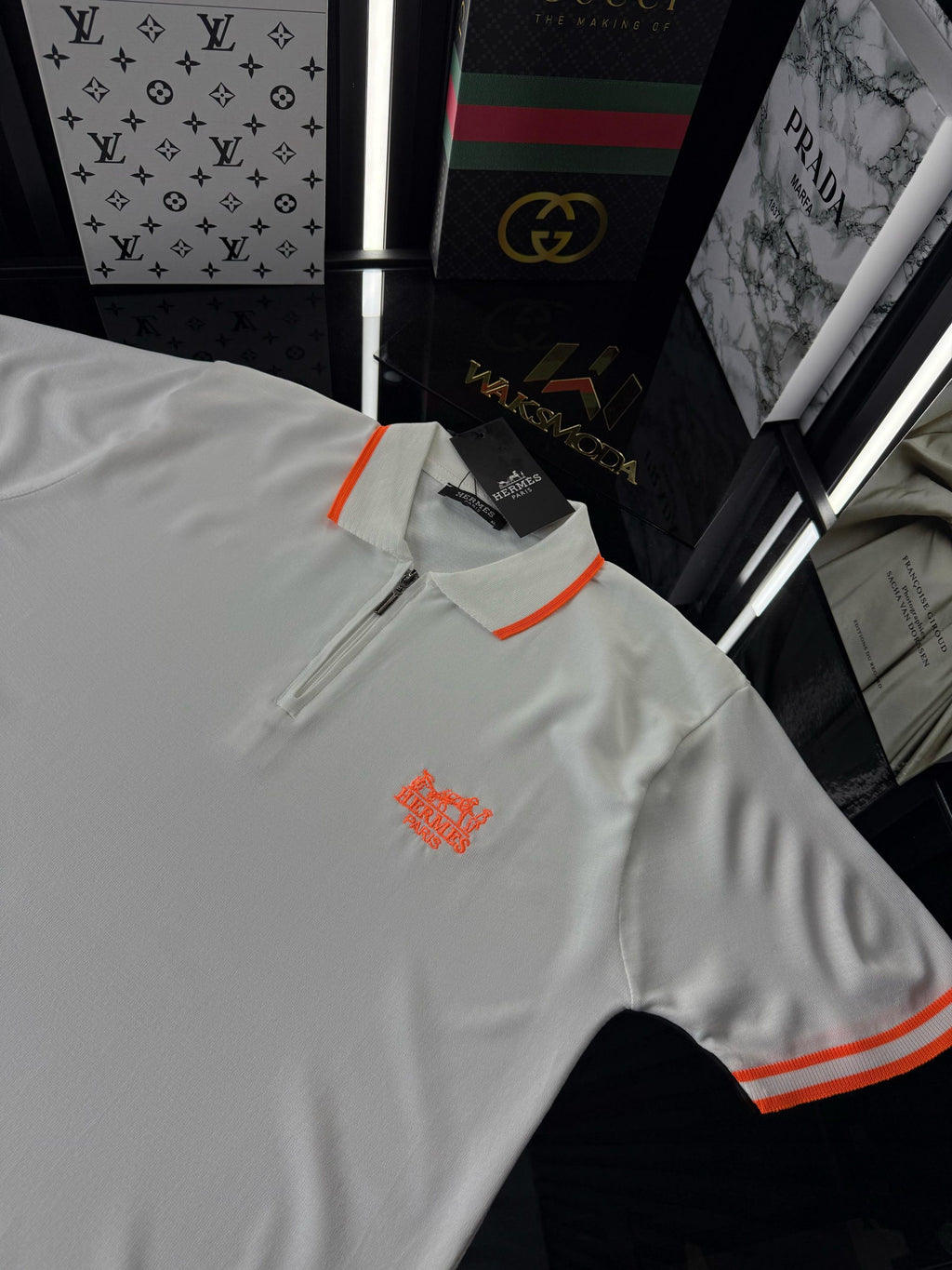 HRMS Polo Yaka Örme Triko Tshirt /Beyaz
