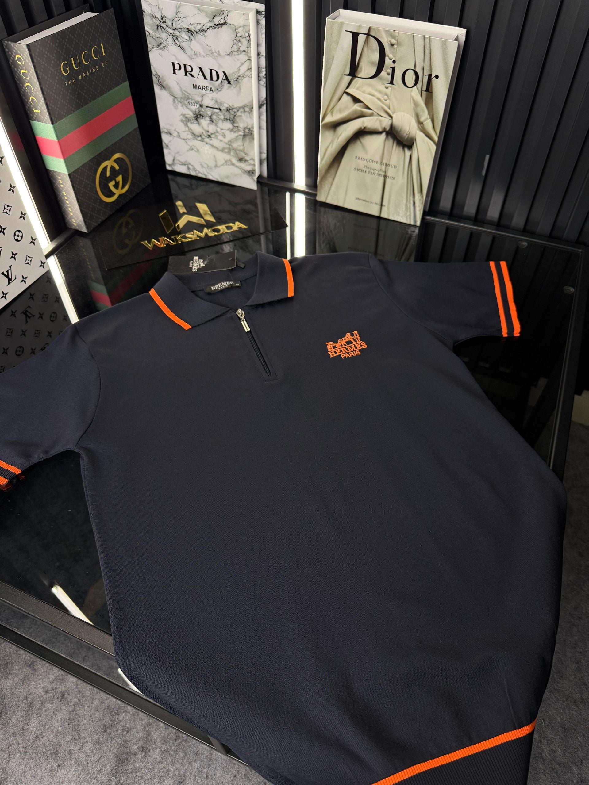 HRMS Polo Yaka Örme Triko Tshirt /Lacivert