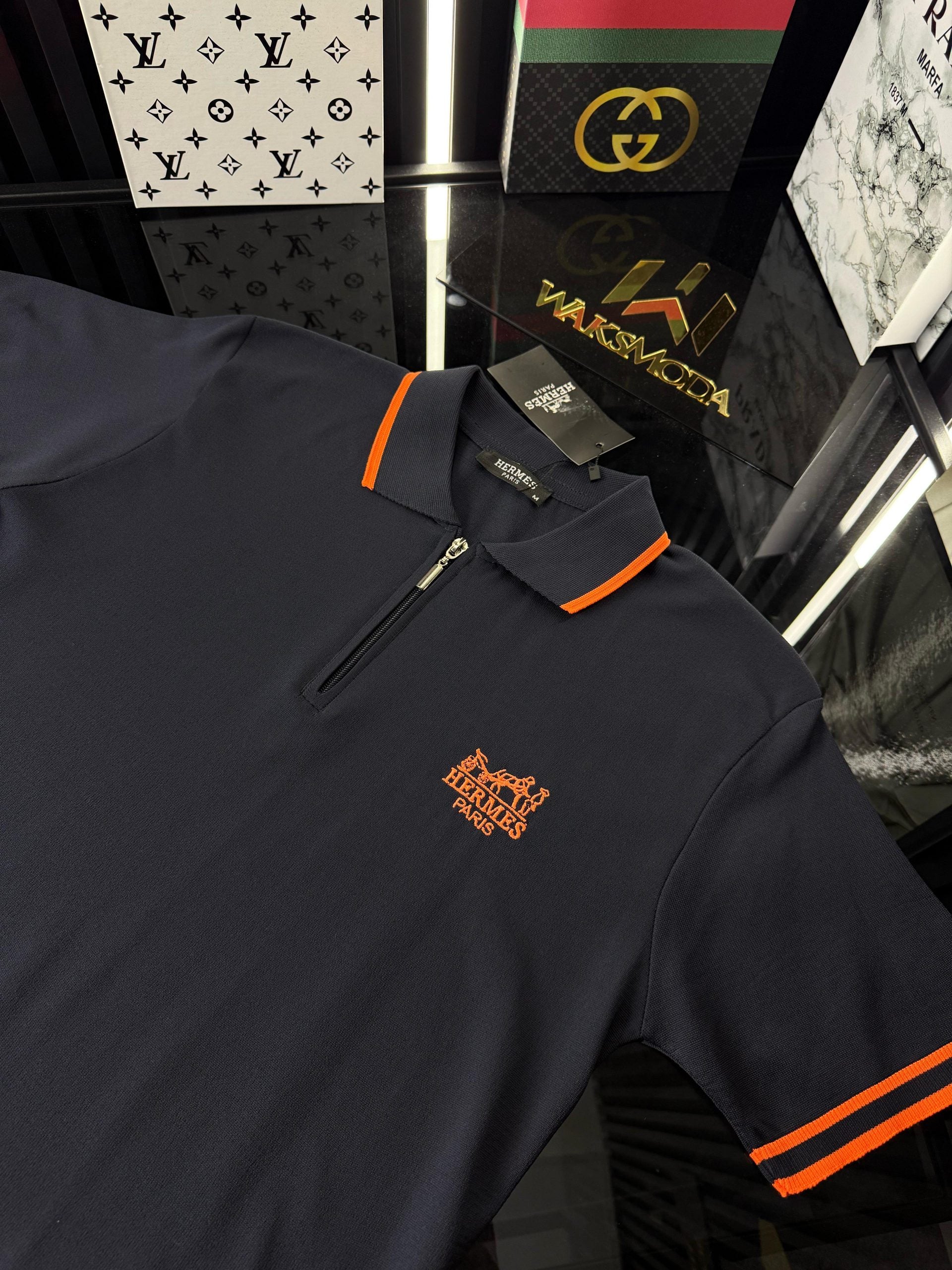 HRMS Polo Yaka Örme Triko Tshirt /Lacivert