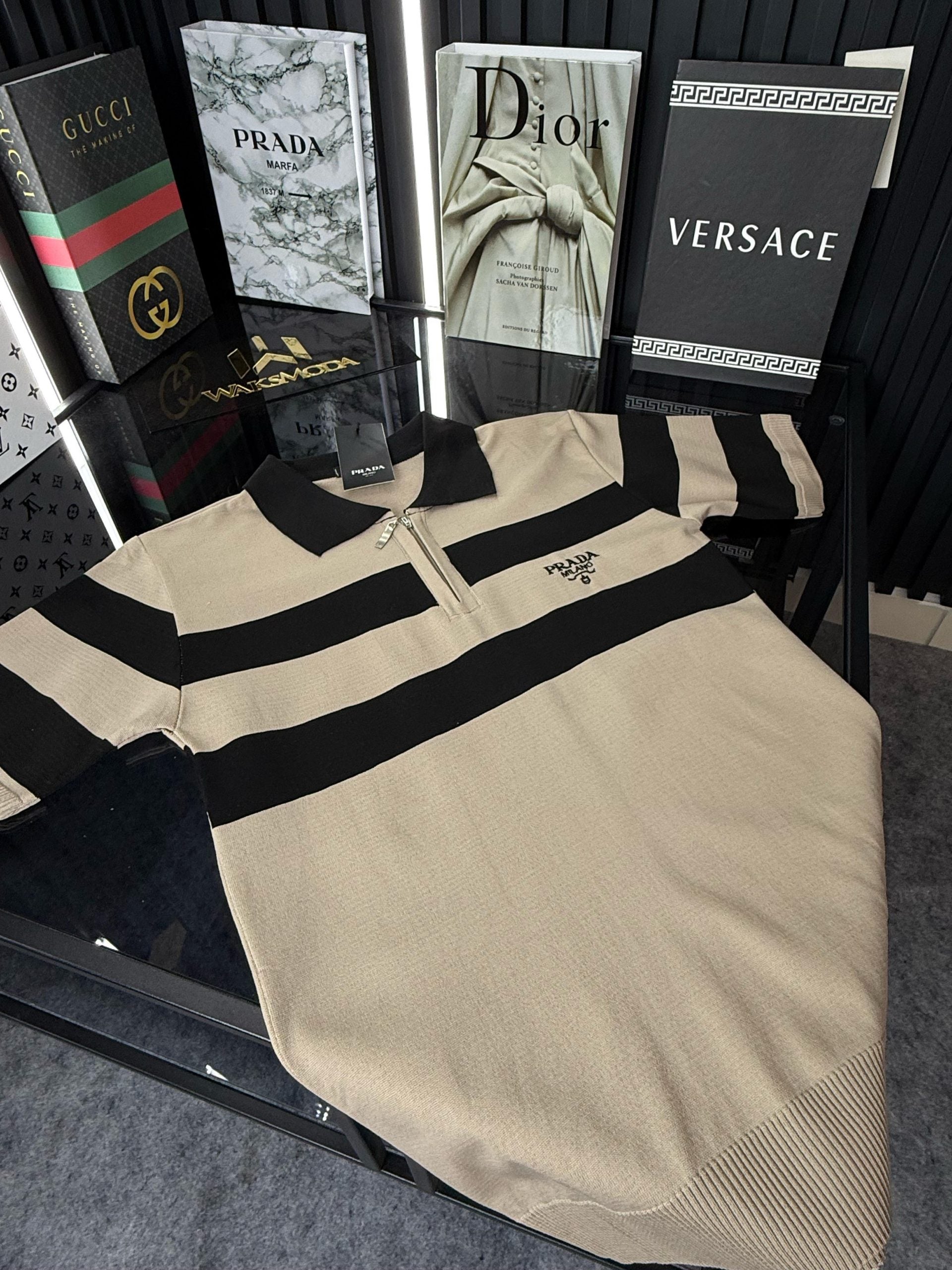 PRD Şeritli Polo Yaka Örme Triko Tshirt