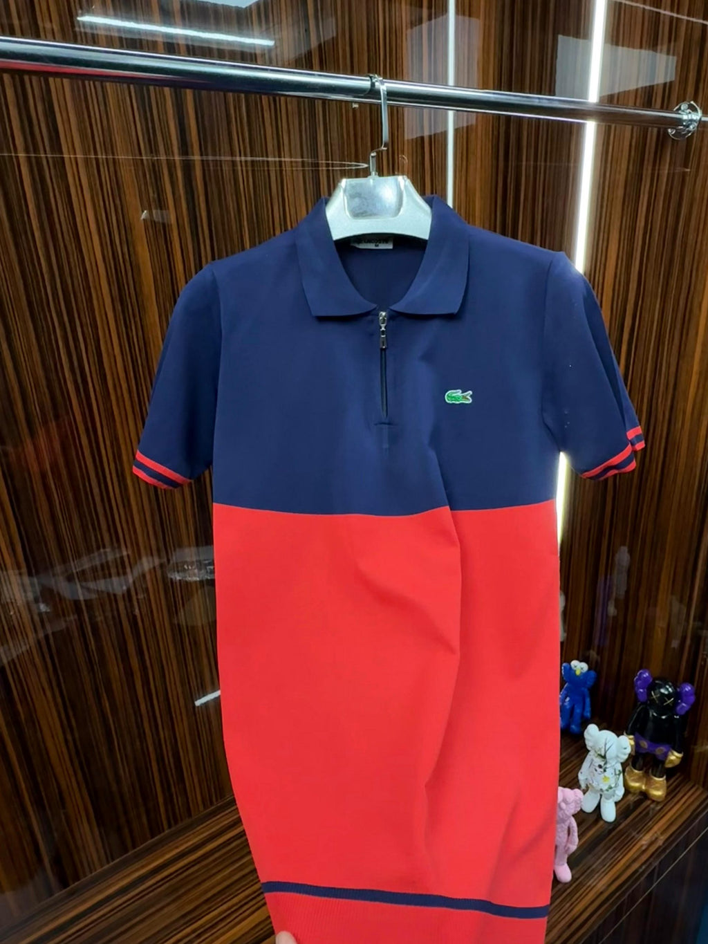 LCST Polo Yaka Örme Triko Tshirt /Lacivert-Kırmızı