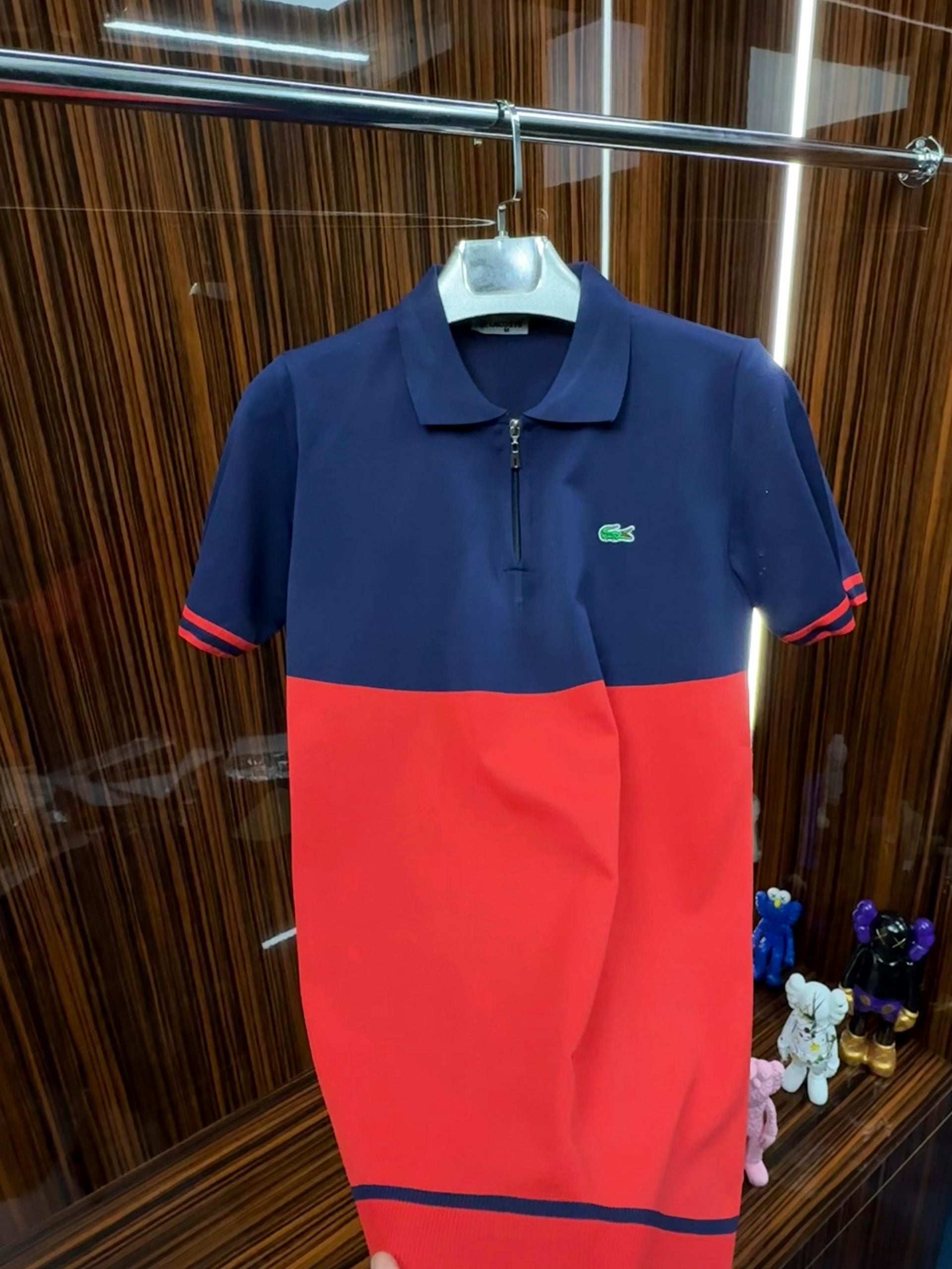 LCST Polo Yaka Örme Triko Tshirt /Lacivert-Kırmızı