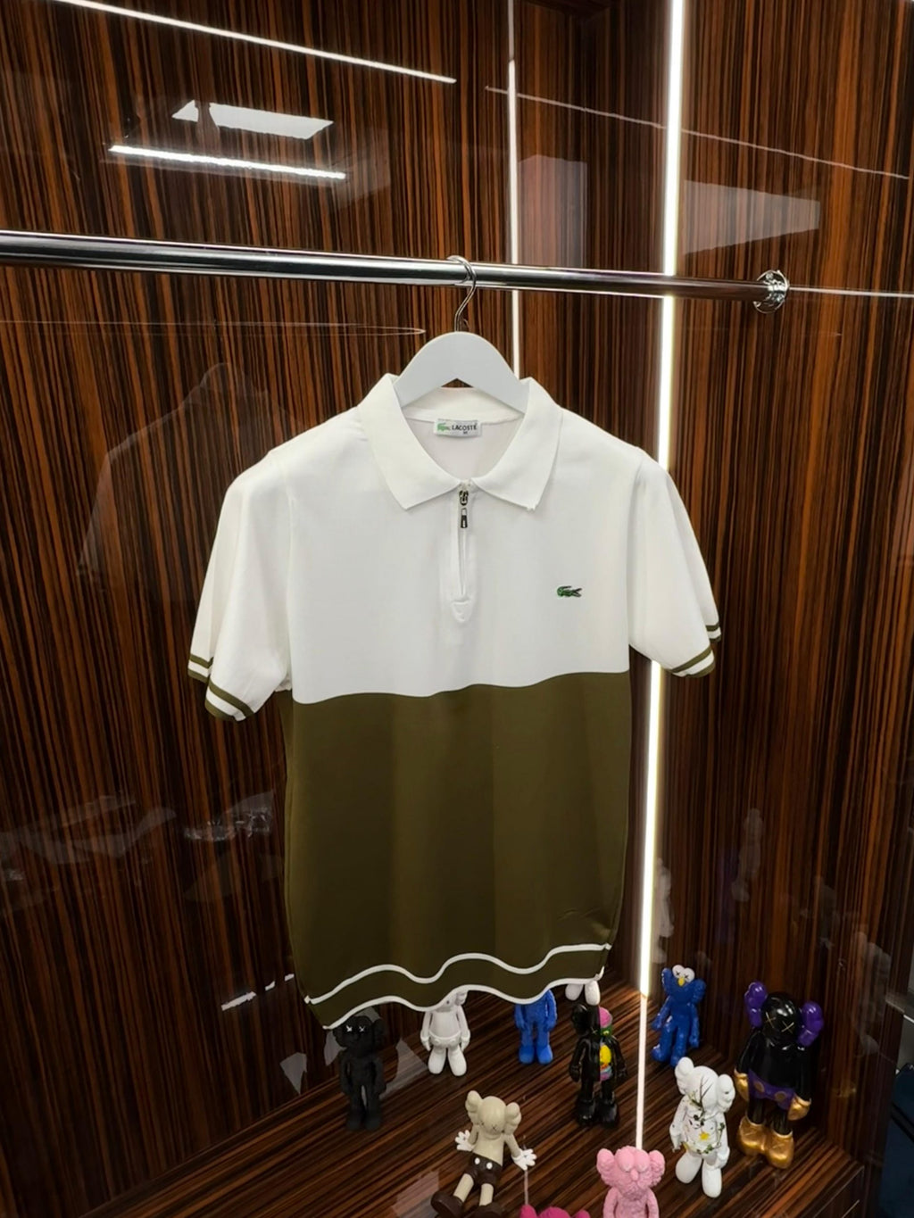 LCST Polo Yaka Örme Triko Tshirt /Beyaz-Yeşil