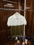 LCST Polo Yaka Örme Triko Tshirt /Beyaz-Yeşil