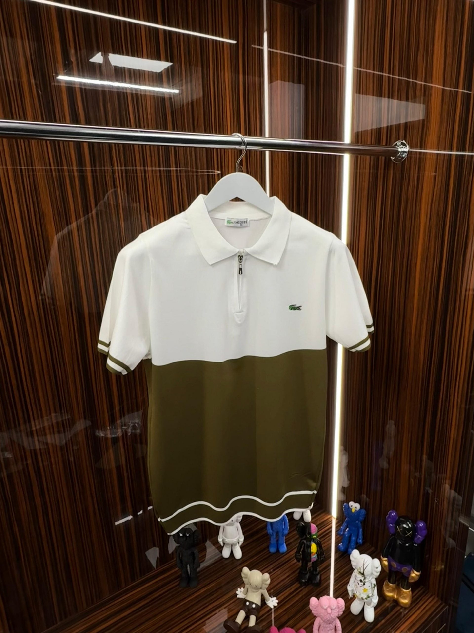 LCST Polo Yaka Örme Triko Tshirt /Beyaz-Yeşil