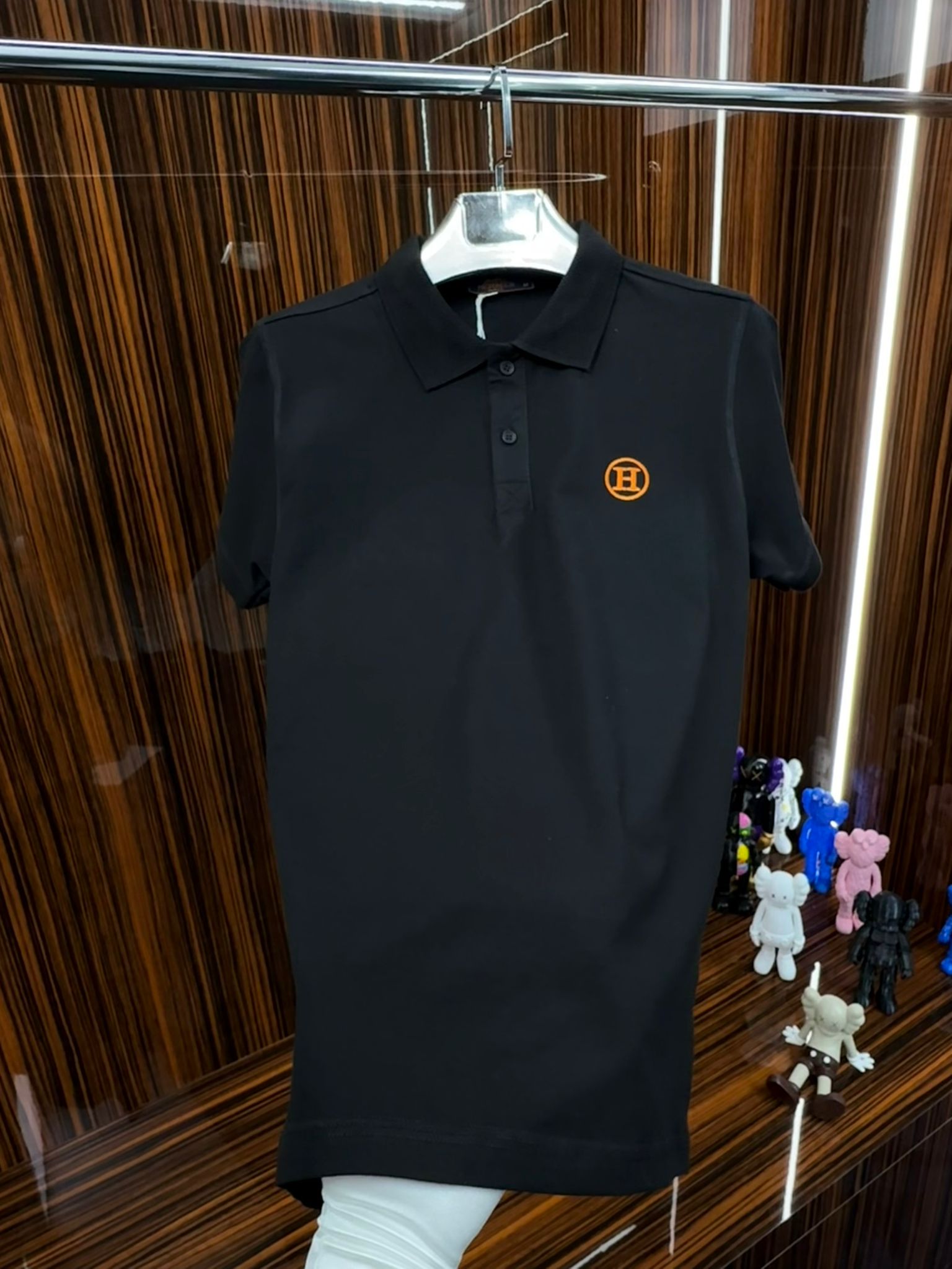 HRMS Polo Yaka Örme Triko Tshirt /Siyah