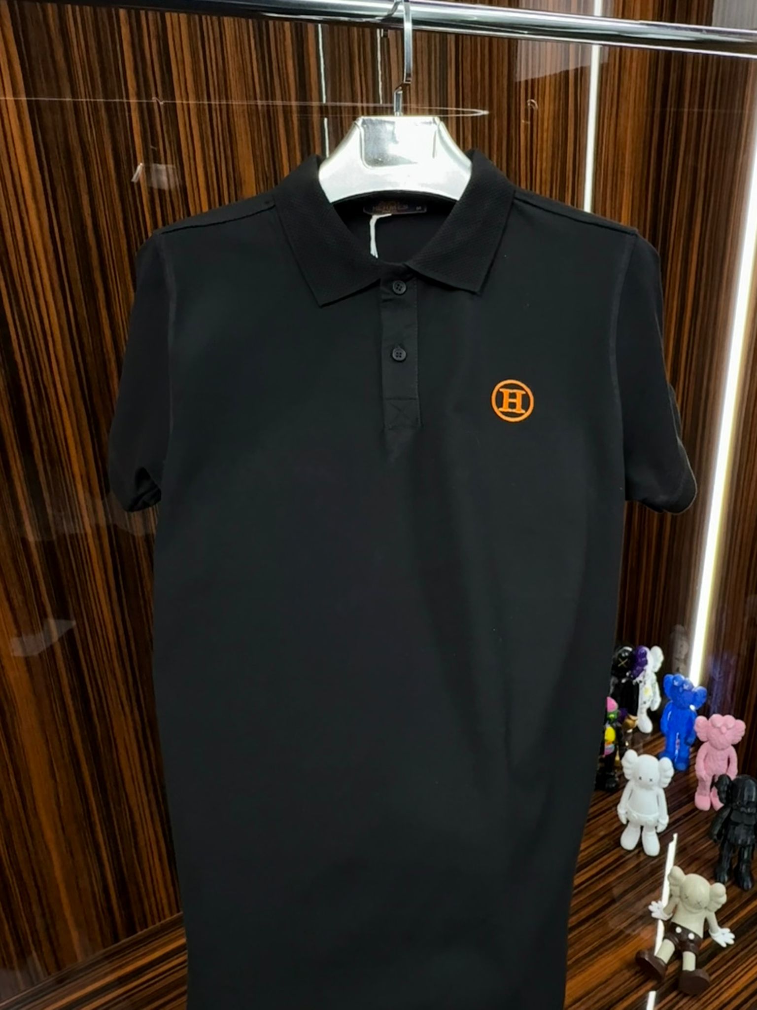 HRMS Polo Yaka Örme Triko Tshirt /Siyah