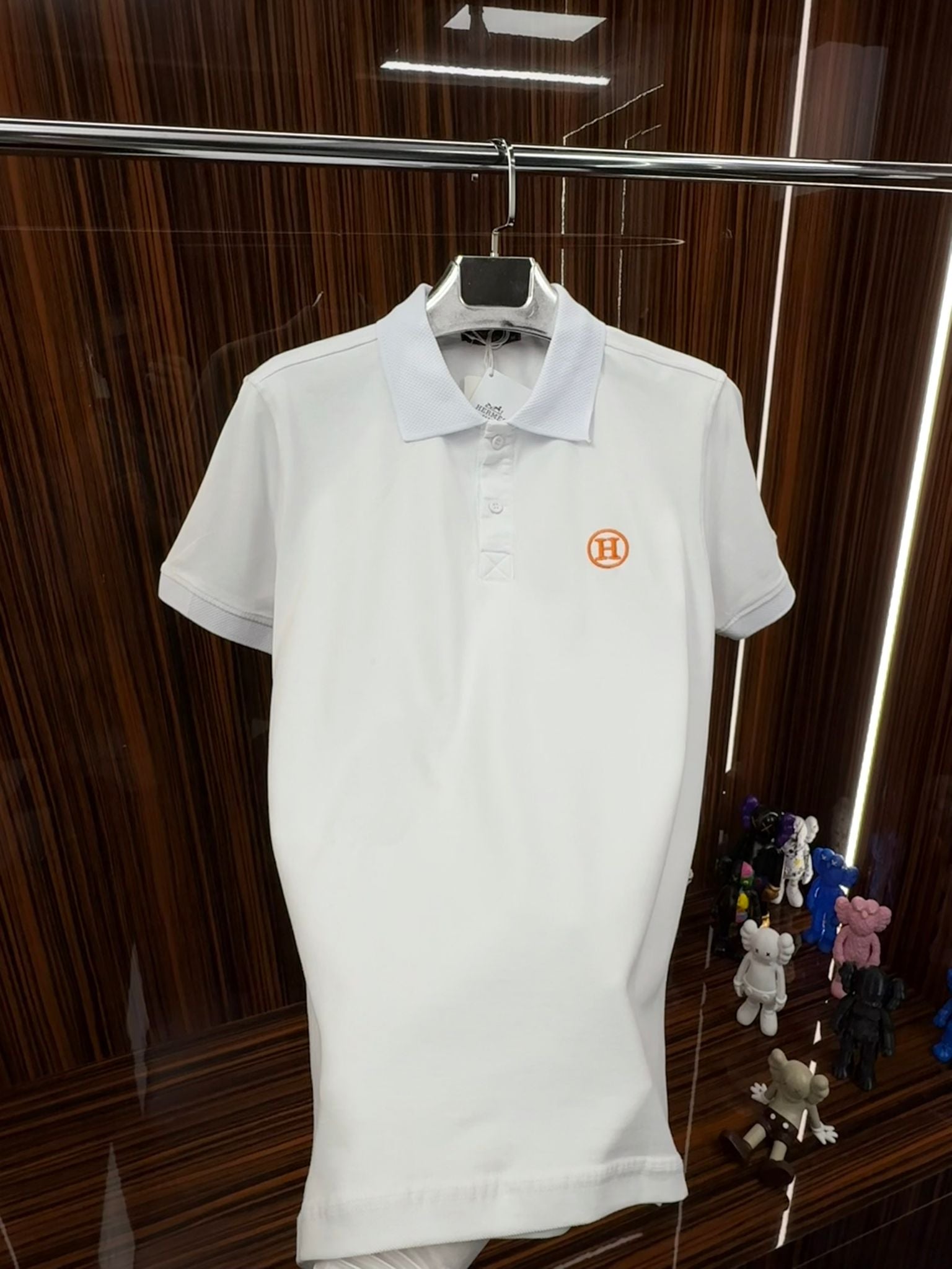 HRMS Polo Yaka Örme Triko Tshirt /Beyaz