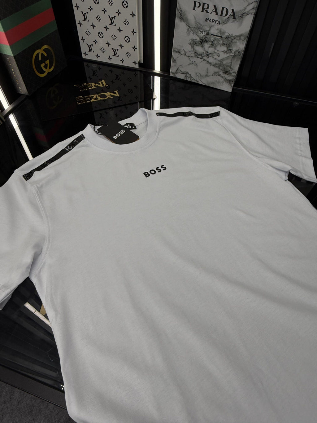 BSS Bisiklet Yaka Tshirt /Beyaz
