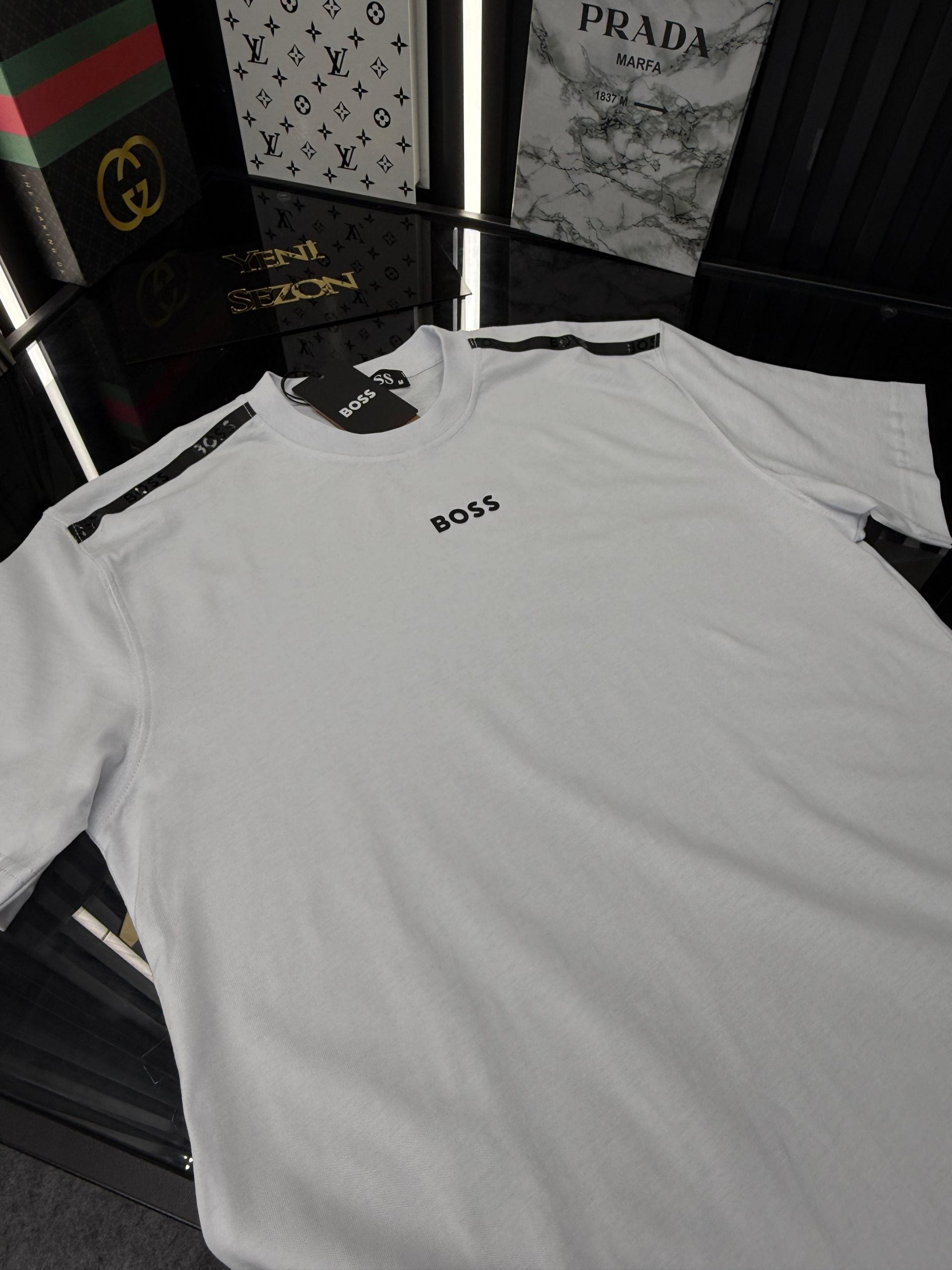BSS Bisiklet Yaka Tshirt /Beyaz