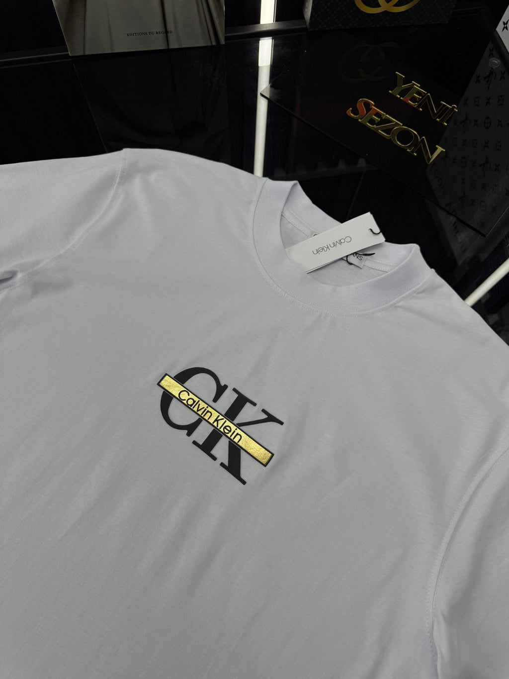 CK Bisiklet Yaka Tshirt /Beyaz