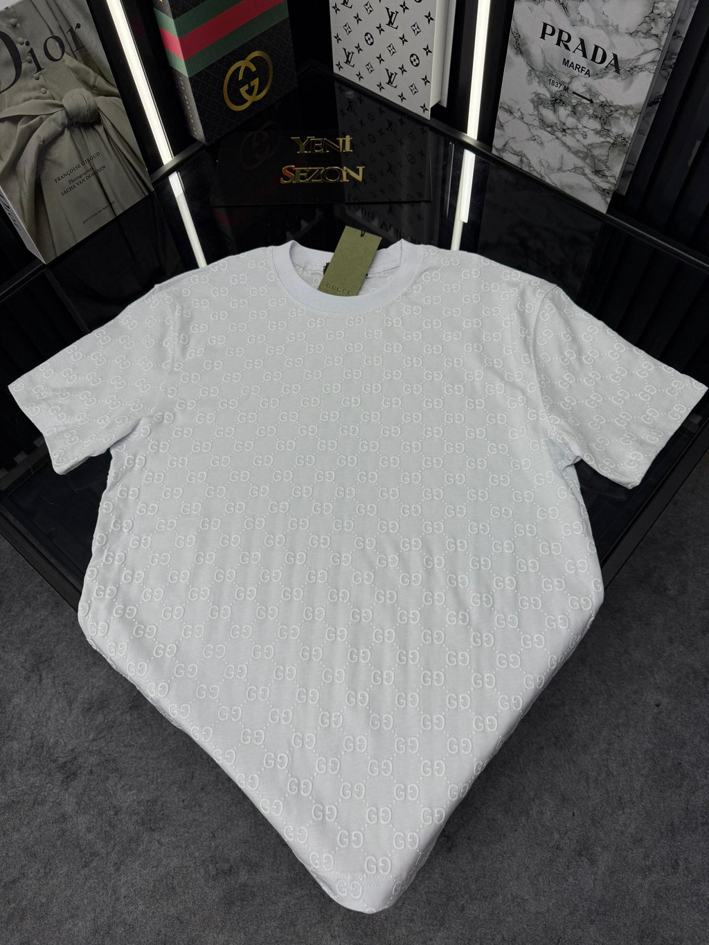 GCC Bisiklet Yaka Tshirt /Beyaz