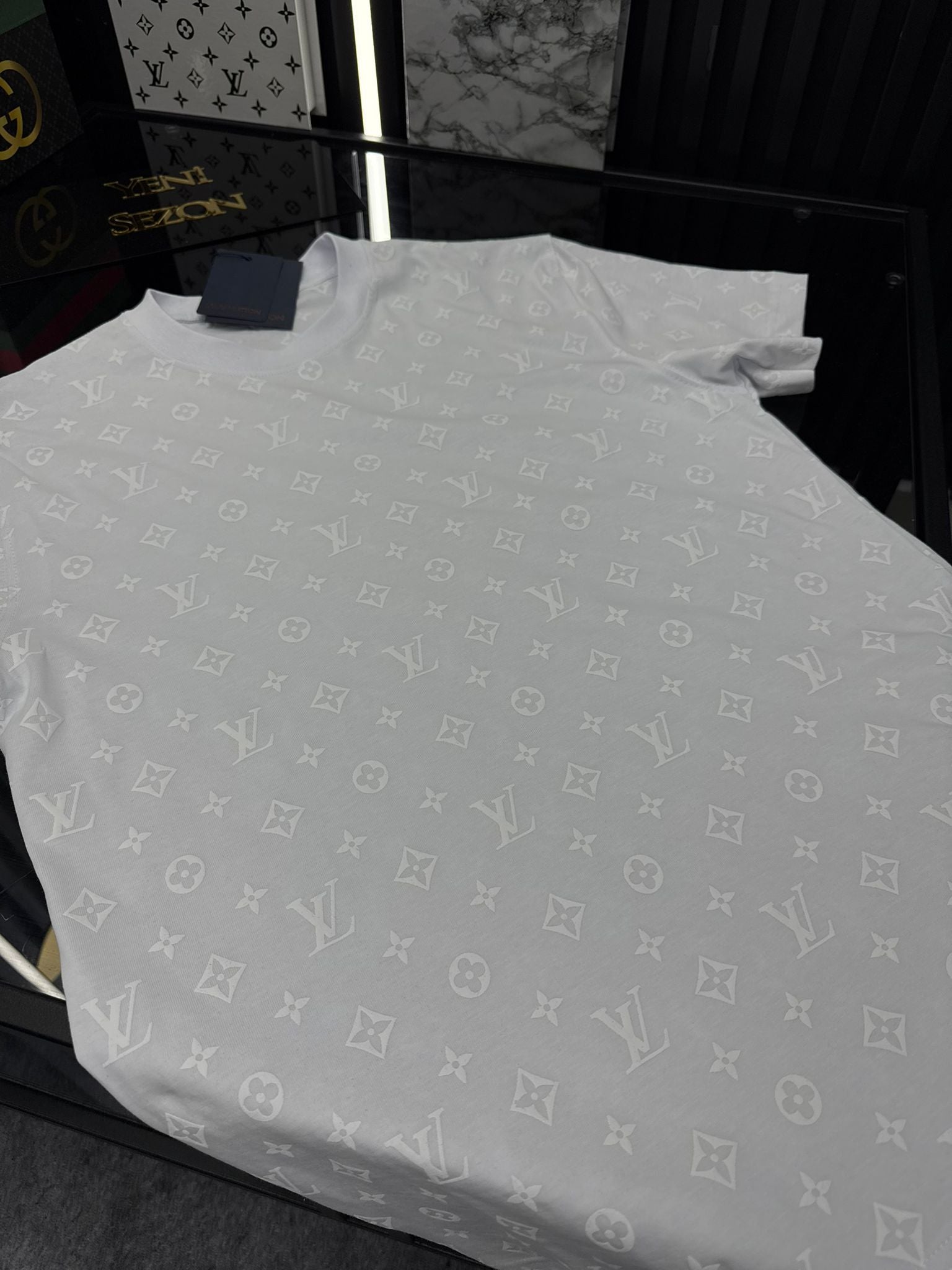 LV Bisiklet Yaka Tshirt /Beyaz