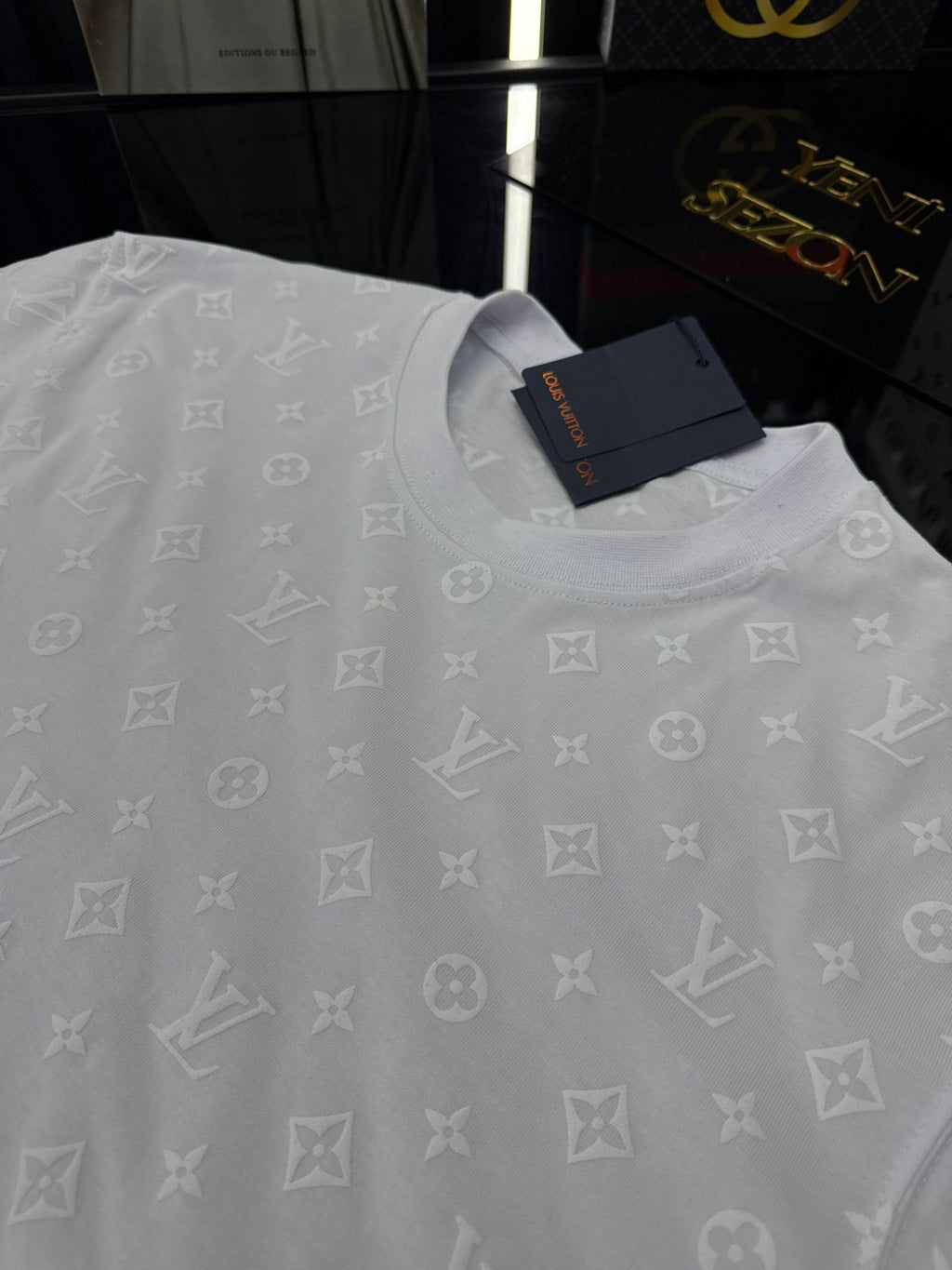 LV Bisiklet Yaka Tshirt /Beyaz