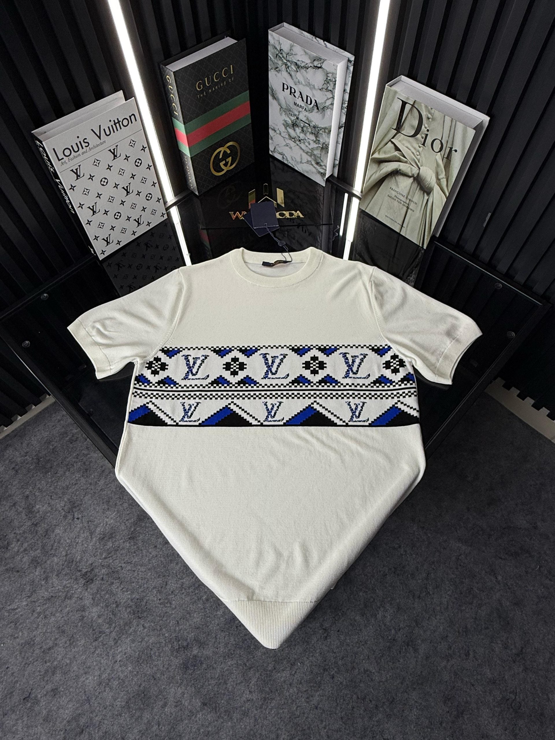 LV Örme Triko Tshirt /Beyaz