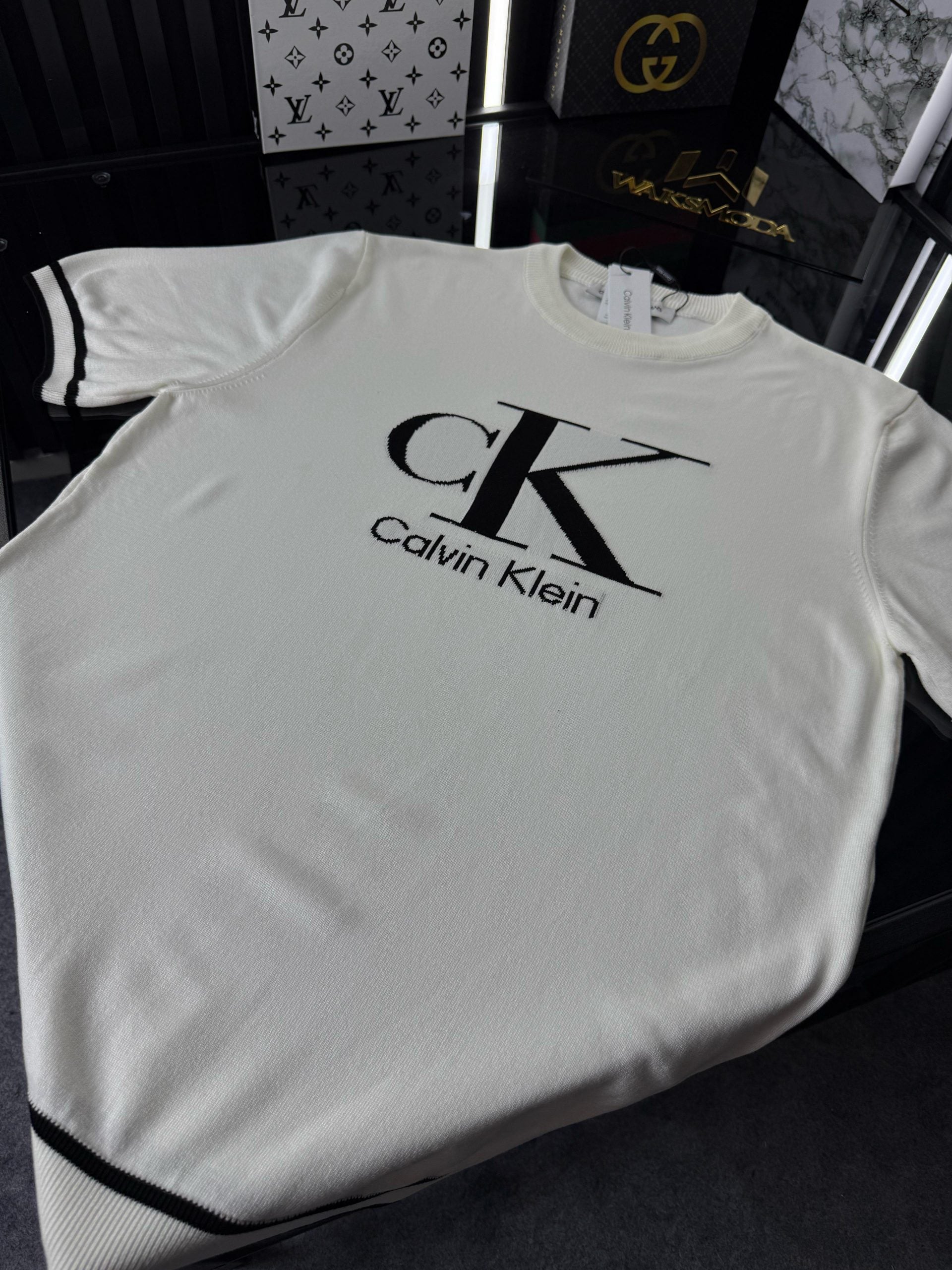 CK Örme Triko Tshirt /Beyaz