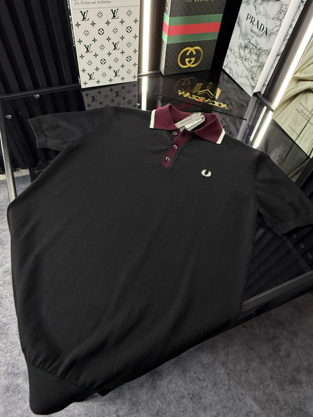 FP Polo Yaka Örme Triko Tshirt /Siyah