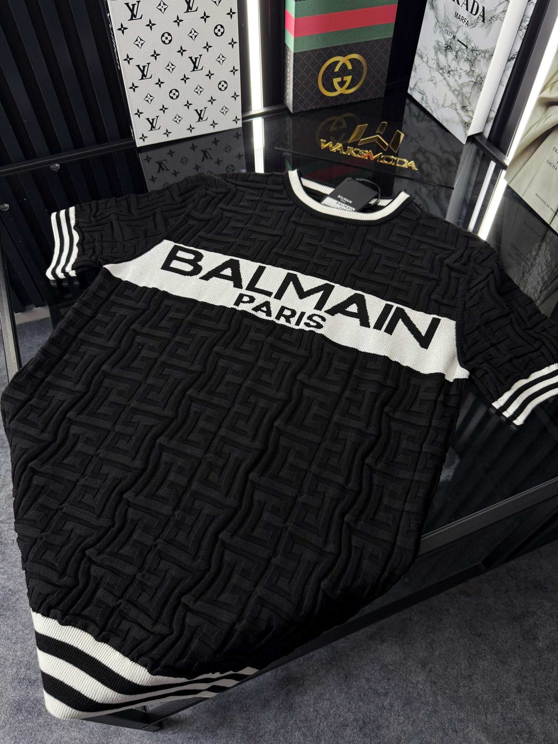 BALMAIN Örme Triko Tshirt /Siyah