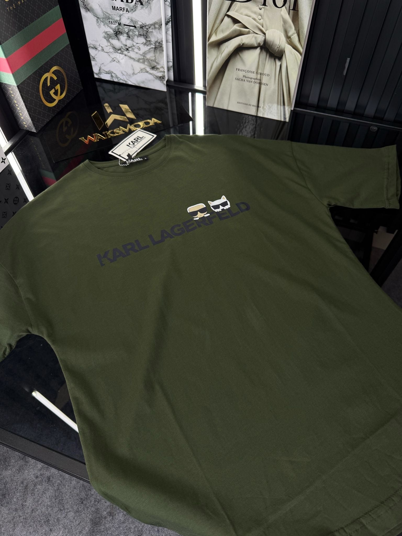 KARL LAGERFERD Haki Bisiklet Yaka Tshirt